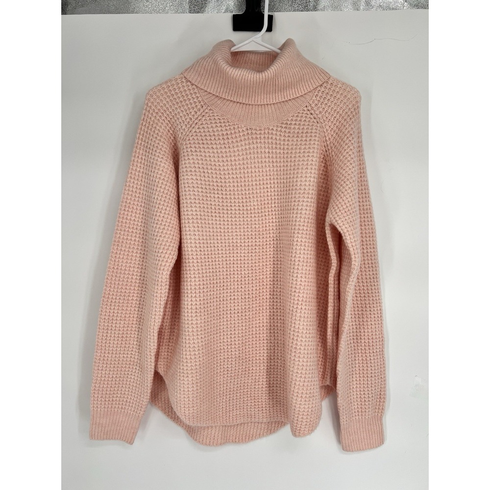 Kuhl Sienna Waffle Knit Sweater Turtleneck Sz L Cherry Blossom Pink Outdoor Cozy
